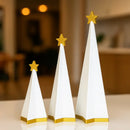 Enfeite de Natal Kit 3 Árvores com Estrelas Douradas