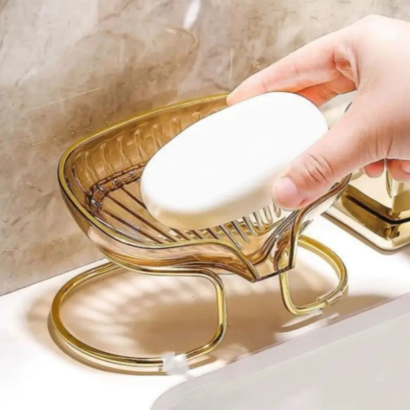 Saboneteira de Pia com Escorredor e Suporte Metálico para Banheiro