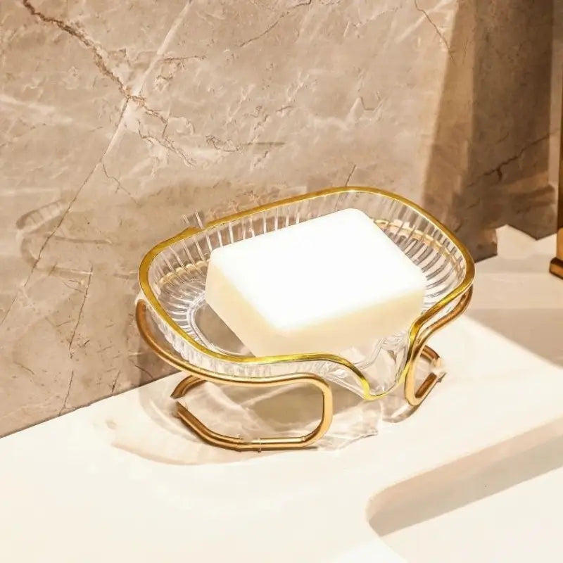 Saboneteira de Pia com Escorredor e Suporte Metálico para Banheiro