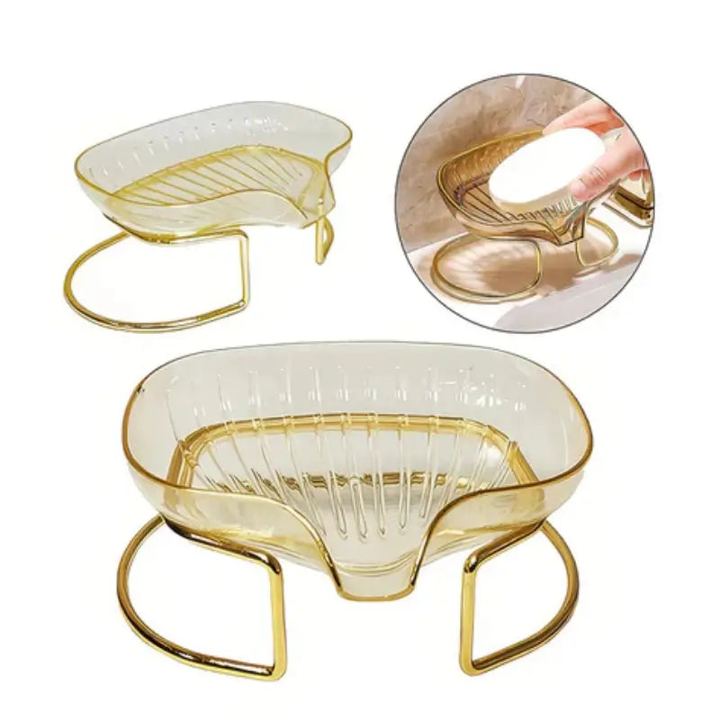 Saboneteira de Pia com Escorredor e Suporte Metálico para Banheiro