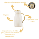 Garrafa Térmica JadeLux® + BRINDE Conjunto de 6 Xícaras Porcelana