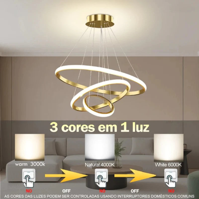 Lustre Para Sala e Quarto Moderno LED Bivolt